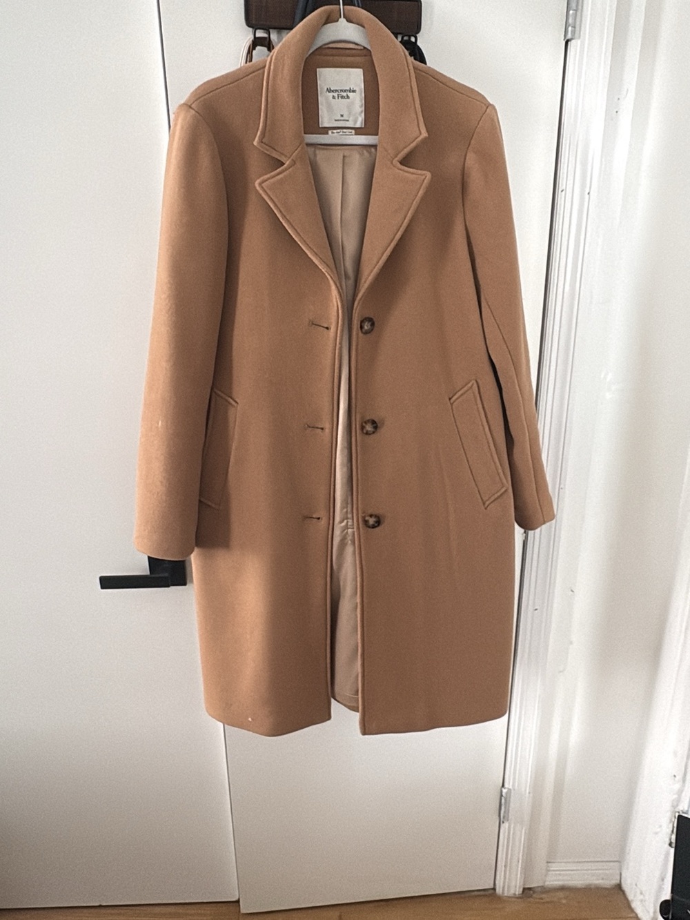 Abercrombie & Fitch Camel Single-Breasted Wool Coat